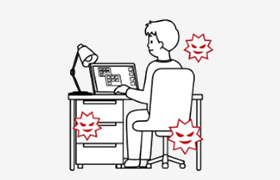 男性がパソコン作業をしているイラスト