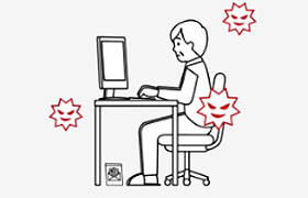 男性がパソコン作業をしているイラスト