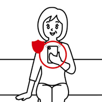 ネットで買い物中のスマホが守られているイメージイラスト