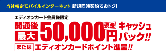 モバイルインターネット新規同時契約でおとく！