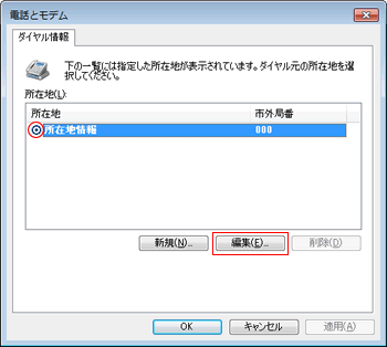 電話とモデムのオプション