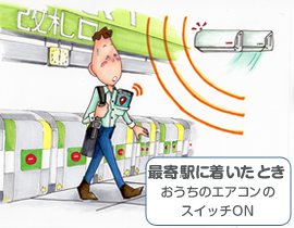 最寄駅に着いたときおうちのエアコンのスイッチＯＮ